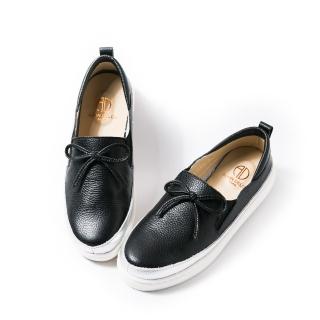 【ALAIN DELON 亞蘭德倫】全真皮休閒舒適平底鞋A79107(2色 黑色 白色)
