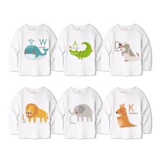 【Baby 童衣】長袖上衣 獨家設計 字母動物 純棉T恤 66347(共8色)