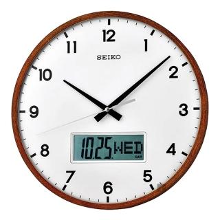 【SEIKO 精工】指針電子雙顯時鐘 掛鐘-33cm(QXL008B)