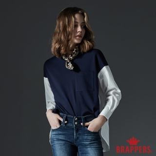 【BRAPPERS】女款 異材質拼接造型上衣(深藍)