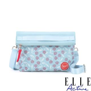 【ELLE active】法式櫻桃系列-多用輕薄側背包/斜背包-淺藍色