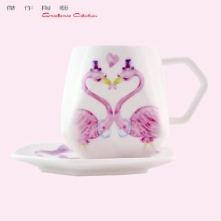 【傑作陶藝】ECONECO Sky Lantern Coffee Cup-Love Framingo 天燈咖啡杯盤(E15)