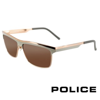 【POLICE】百搭義大利品牌太陽眼鏡(金/灰 POS8665-0R13)
