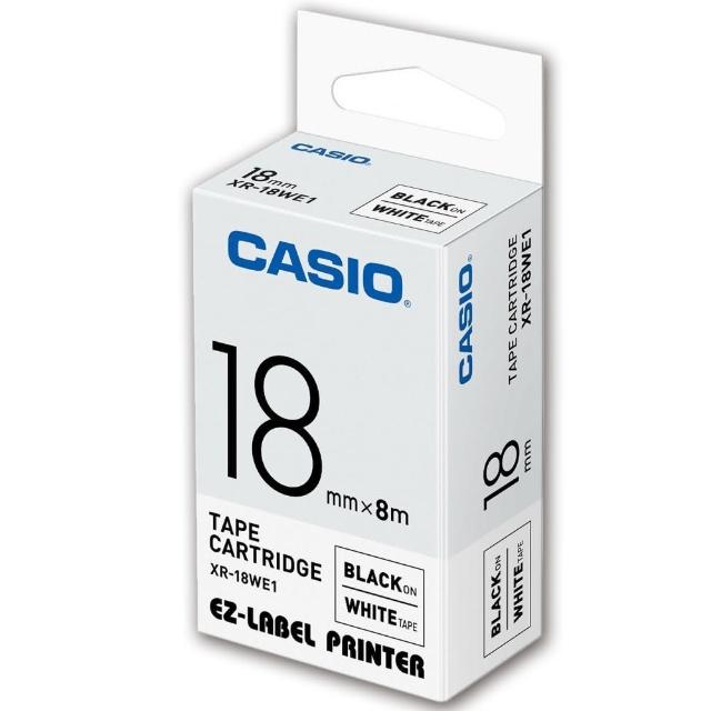 【CASIO 卡西歐】標籤機專用色帶-18mm白底黑字(XR-18WE1)