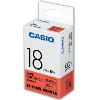 【CASIO 卡西歐】標籤機專用色帶-18mm紅底黑字(XR-18RD1)