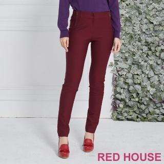 【RED HOUSE 蕾赫斯】素面拉鍊修身褲(紫色)