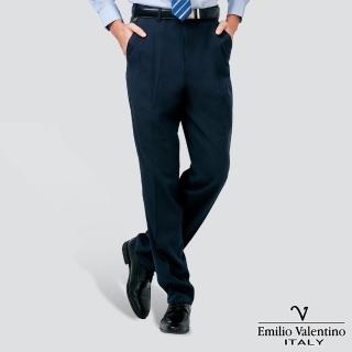 【Emilio Valentino 范倫提諾】吸濕排汗條紋打摺西裝褲(丈青)