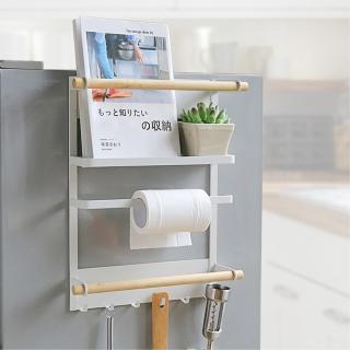 【KM生活】日式簡約免打孔磁吸式冰箱掛架/廚房置物架