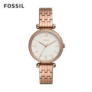 【FOSSIL 官方旗艦館】Tillie 玫瑰金鑲鑽細緻鍊錶 指針手錶 36mm BQ3497