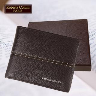 【Roberta Colum】諾貝達專櫃皮夾 進口軟牛皮短夾 短版皮夾(25003-2咖啡色)