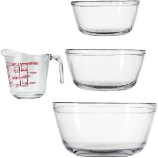 【FOXRUN】Anchor玻璃調理盆3件+量杯(攪拌盆 料理盆 洗滌盆 備料盆)