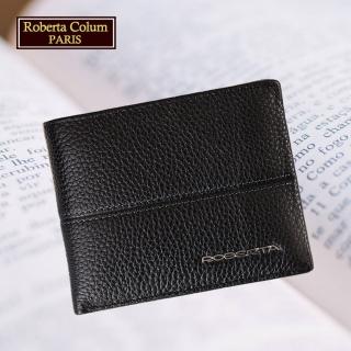 【Roberta Colum】諾貝達專櫃皮夾 進口軟牛皮短夾 短版皮夾(25005-1黑色)