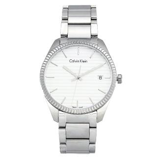 【Calvin Klein】雅痞不鏽鋼錶帶手錶-銀白面X銀色/40mm(K5R31146)