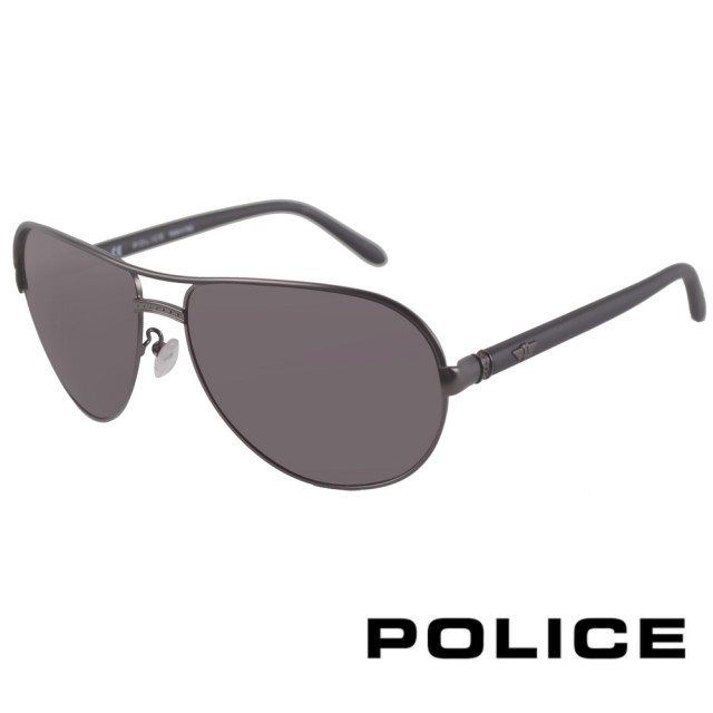 【POLICE】義大利經典飛行員太陽眼鏡(黑  POS8853-8H5P)