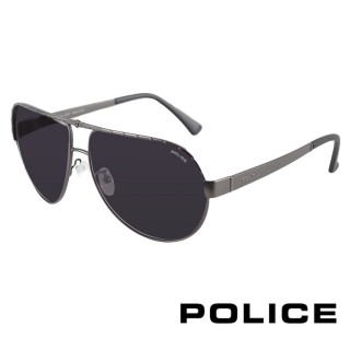 【POLICE】義大利經典飛行員太陽眼鏡(黑 POS8844-0H68)