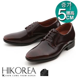 【HIKOREA】韓國空運。增高5cm亮面刷色皮革拼接綁帶尖頭皮鞋 正裝 厚底 男皮鞋(73-369共2色/現貨)