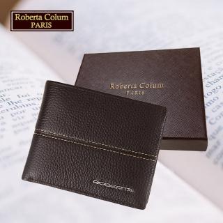 【Roberta Colum】諾貝達專櫃皮夾 進口軟牛皮短夾 短版皮夾(25001-2咖啡色)