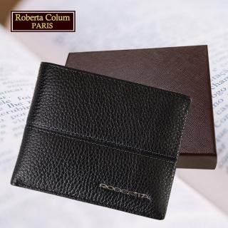 【Roberta Colum】諾貝達專櫃皮夾 進口軟牛皮短夾 短版皮夾(25003-1黑色)