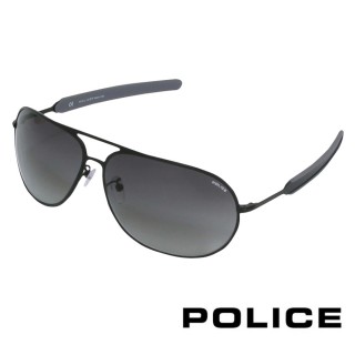 【POLICE】都會時尚經典飛行員造型太陽眼鏡(消光黑 POS8736-531X)