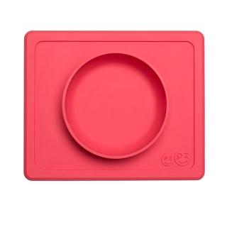 【美國ezpz】mini bowl迷你餐碗+餐墊：珊瑚紅(FDA認證矽膠、防掀倒寶寶餐具)