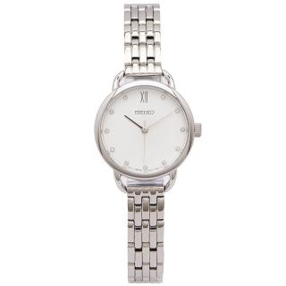 【SEIKO 精工】雅緻佳人水鑽款式手錶-白面x銀色/26mm(SUR697P1)