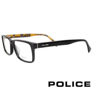 【POLICE】義大利城市風情設計師款光學眼鏡(黑/黃 POV1865-0700)