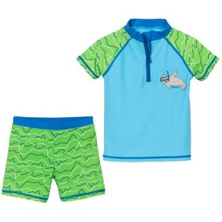 【Playshoes】抗UV防曬短袖兩件組兒童泳裝-小海豹(認證UPF50 泳衣+泳褲)