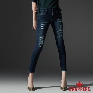 【BRAPPERS】女款 新美腳ROYAL系列-中低腰割破彈力九分褲(深藍)