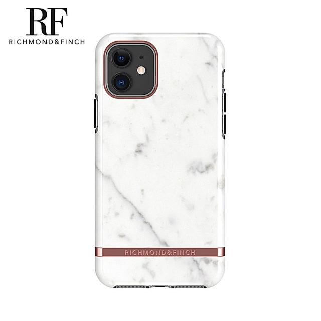 【Richmond&Finch】瑞典手機殼 大理石紋玫瑰金線框 - 白色(iPhone 11 Pro Max 6.5吋)