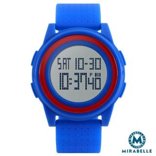 【Mirabelle】雙框炫色＊LED鬧鐘防水矽膠手錶/藍帶紅框