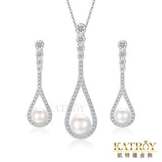 【KATROY】天然珍珠．項鍊．耳環．母親節禮物．套組(8.0 - 8.5mm)