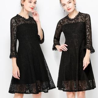 【麗質達人】22861黑色蕾絲洋裝 特價品(特價商品)