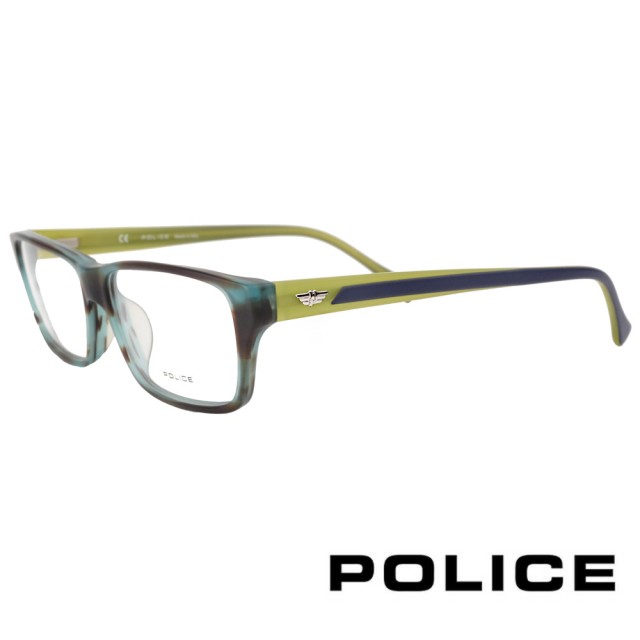 【POLICE】義大利經典設計師款光學眼鏡(綠/琥珀 POV1868-AM7M)