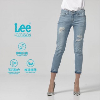 【Lee 官方旗艦】女裝 牛仔褲 / 涼感 329 低腰合身窄管 中藍洗水 / Jade Fusion 系列(LL1901008GA)
