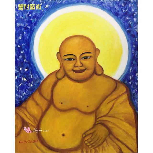【豐財藝術】Namo Maitreya歡喜彌勒佛能量真跡油畫(佛像油畫藝術收藏首選)