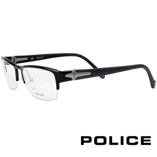 【POLICE】義大利經典半框設計款光學眼鏡(黑/銀 POV8740-0531)