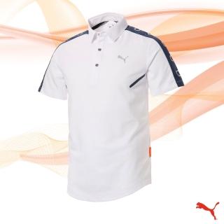 【puma】golf 男版翻領雙肩印花polo衫 ca shoulder panel 白(923859)