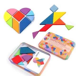 【Jigsaw】兒童智力創意七巧板拼圖鐵盒/玩具(益智玩具/兒童早教/認知)