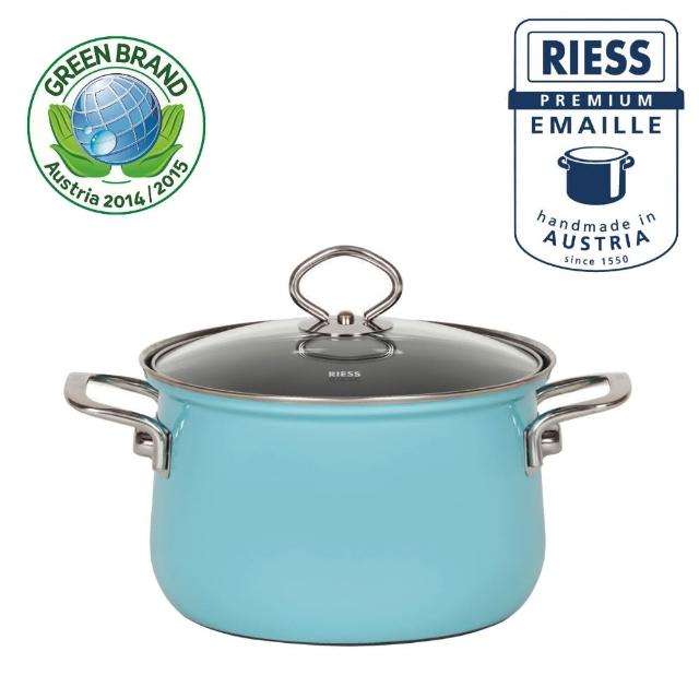 【Riess】奧地利國寶陶瓷琺瑯湯鍋24CM(水晶藍)