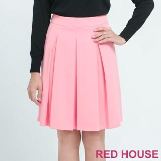 【RED HOUSE 蕾赫斯】甜美粉色簡單摺裙(粉色)