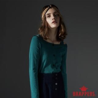 【BRAPPERS】女款 大V領露肩排釦長袖線衫(綠)