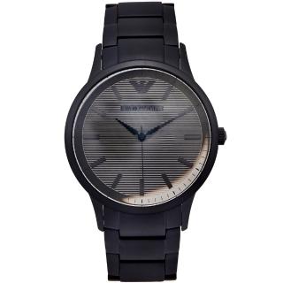 【EMPORIO ARMANI】簡約時尚不鏽鋼錶帶手錶-灰面X黑色/43mm(AR11259)