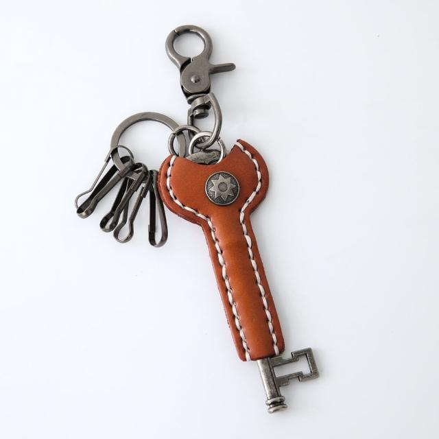 【玖飾時尚】鑰匙圈 小圓牌皮革大鑰匙造型(鑰匙圈)