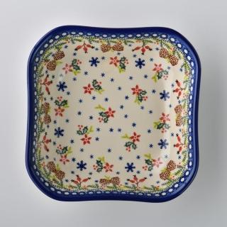 【波蘭陶】Vena 方形深餐盤 陶瓷盤 菜盤 沙拉盤 水果盤 20cm 波蘭手工製(初春遊樂園系列)