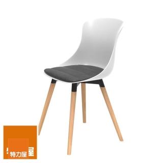 【特力屋】組合 萊特塑鋼椅 櫸木腳架40mm/白椅背/灰座墊