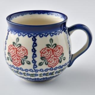 【波蘭陶】Vena 胖胖杯 馬克杯 咖啡杯 水杯 300 ml 波蘭手工製(漫野薔薇系列)
