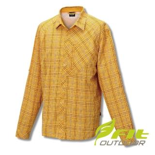 【Fit 維特】男-格紋吸排抗UV長袖襯衫-金黃 GS1205-34(抗UV/襯衫/吸濕排汗)