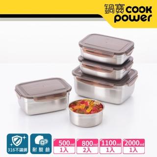 【CookPower 鍋寶】316不銹鋼保鮮盒美力5入組(EO-BVS201101081Z2050)
