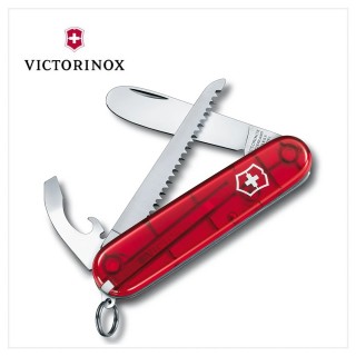 【VICTORINOX 瑞士維氏】My First Victorinox 9用瑞士刀/透紅(0.2373.T)