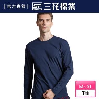 【Sun Flower三花】彩色T恤.圓領長袖衫.男內衣.男長T恤(深藍)
